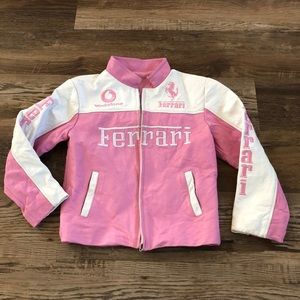 Girls Ferrari pink leather jacket